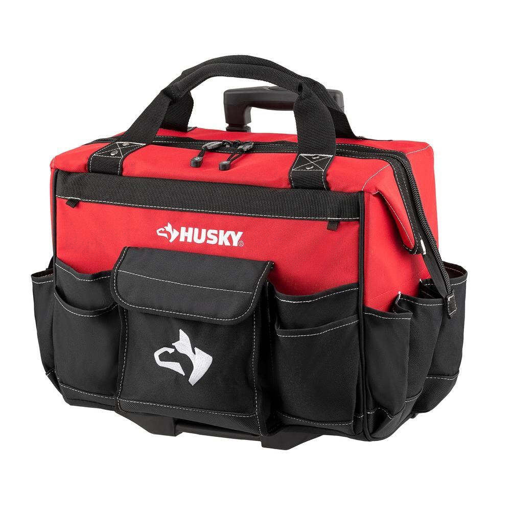Husky Rolling Tool Bag 18 in. Large 18-Pocket Water-Resistant Telescoping Handle