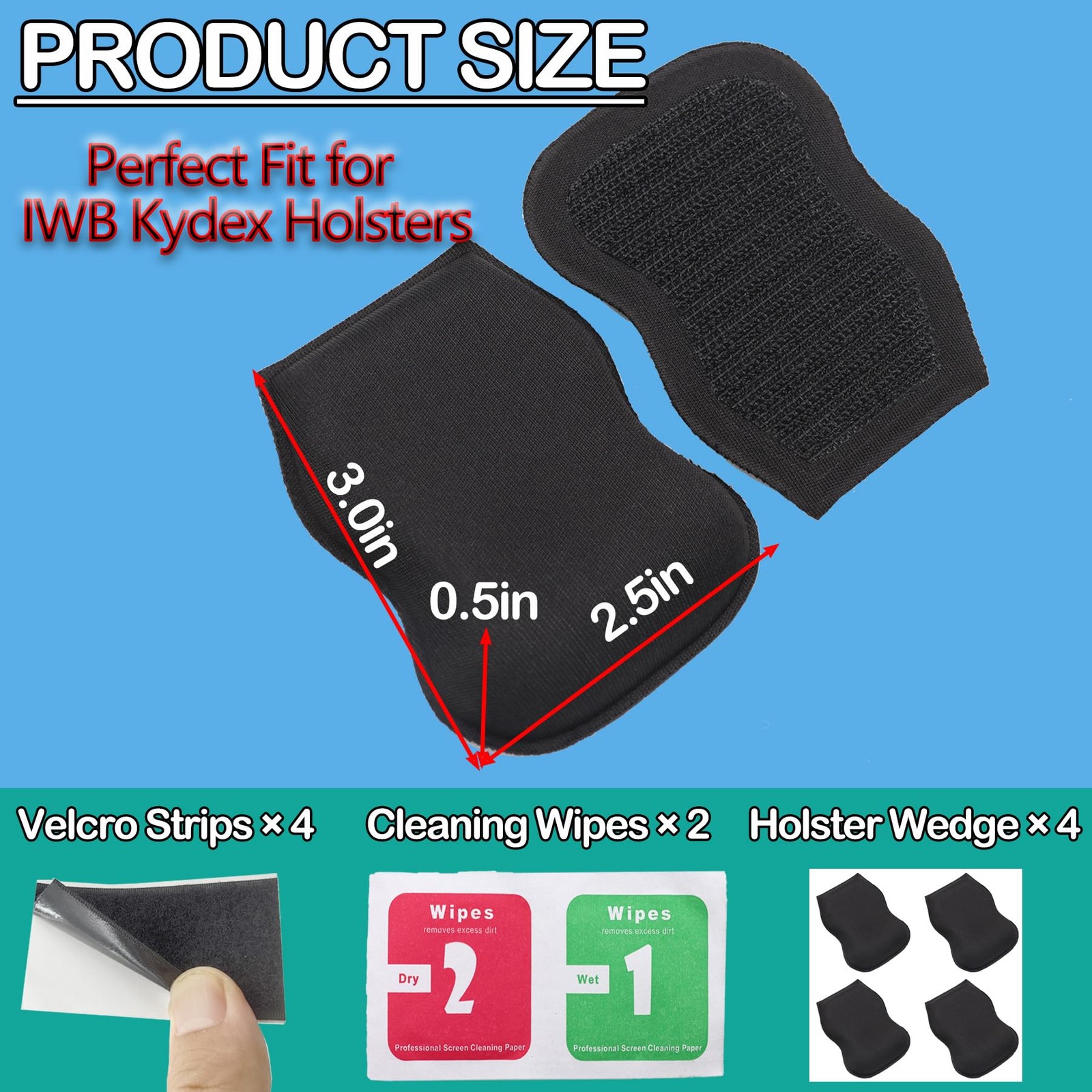 Wedge Pillow Kit for IWB Holsters, Universal Adhesive Pad, Backer Concealed C…