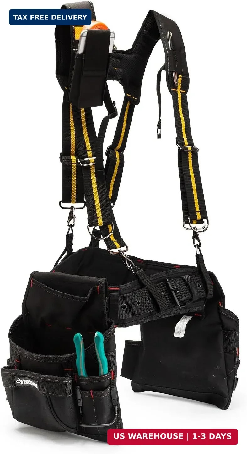 Cedriany Tool Belt Suspenders for Work Belt Suspenders Heavy Duty Padded with At