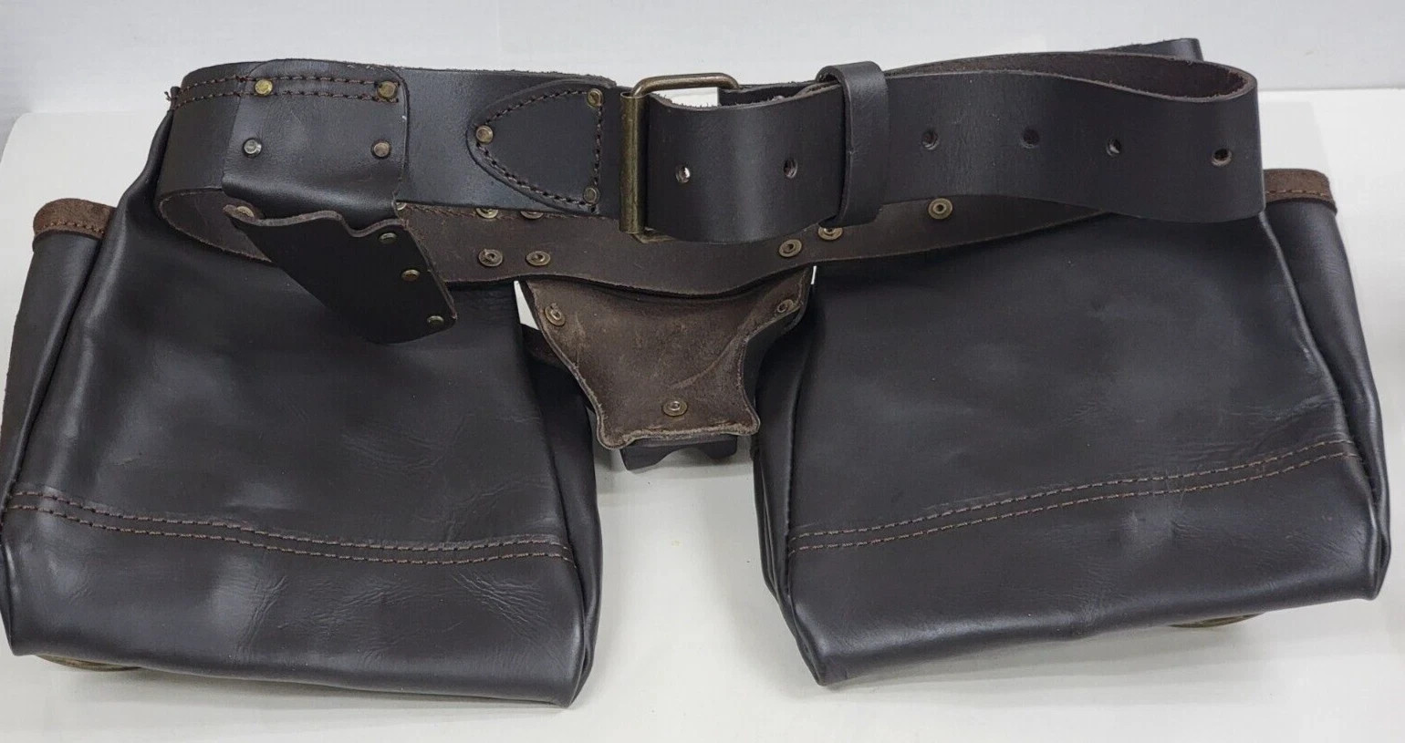 Voyager Oil Tanned 12 Pocket Leather Tool Belt Bag Carpenter Construction # 3452