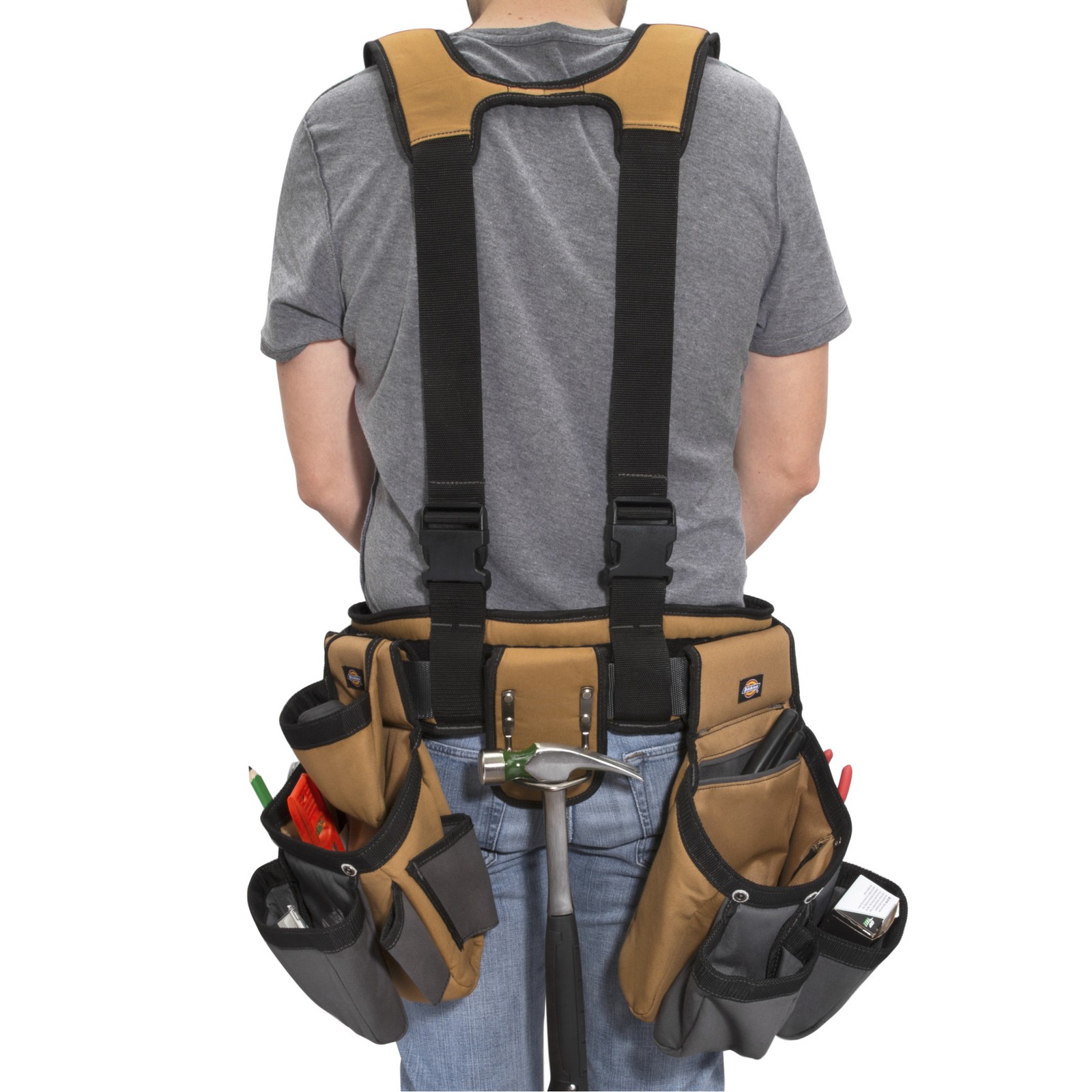 Dickies 4 Pc Tool Belt Carpenter Suspender Strap Holster Pocket Pouch Framer Rig