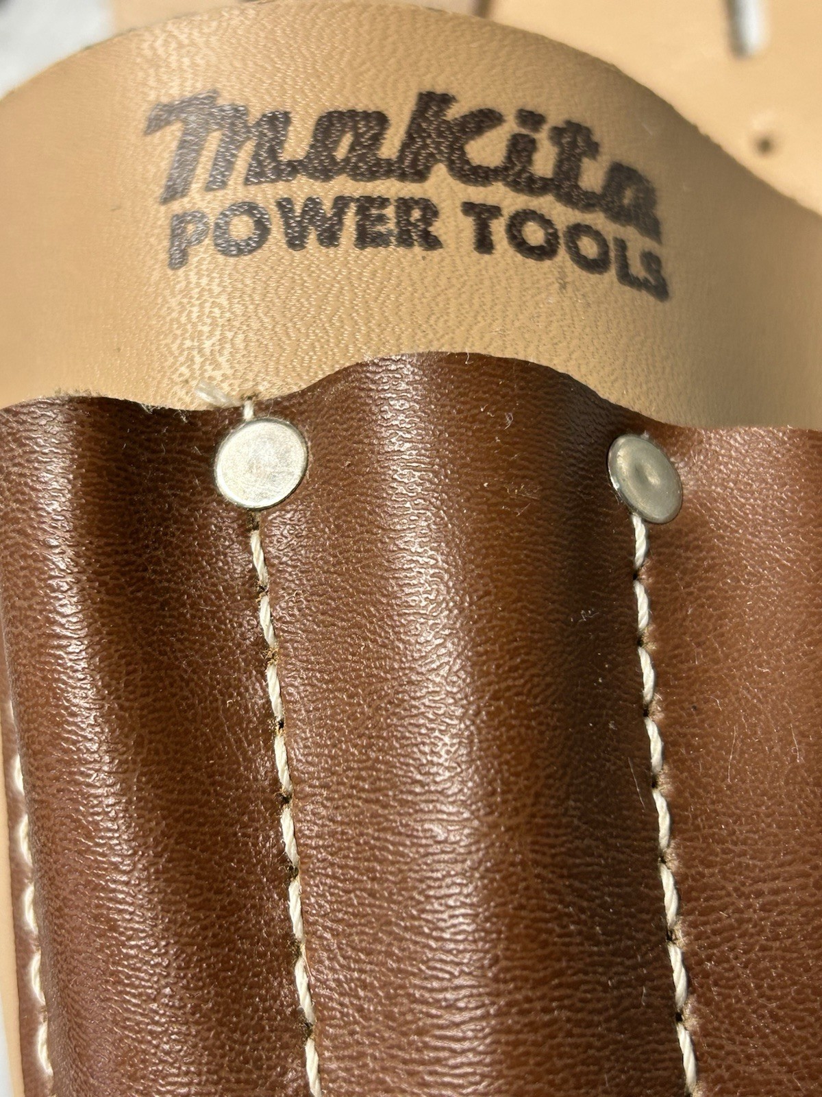 Vintage Makita Power Tools Tan & Brown Leather Drill Belt Holster RH