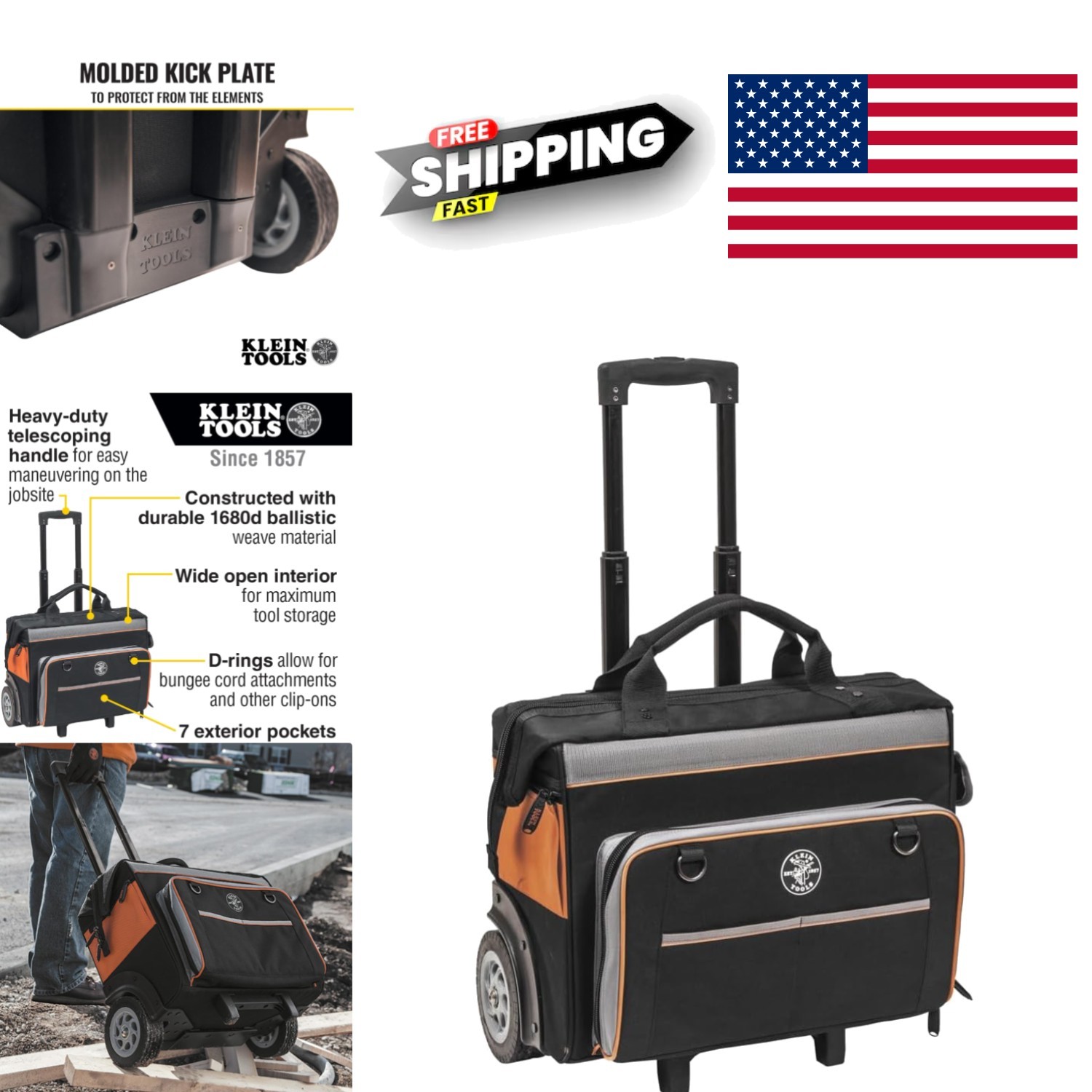 Tool Storage Organizer with 6 Inch Wheels and 200 Pound Capacity for Heavy Tools