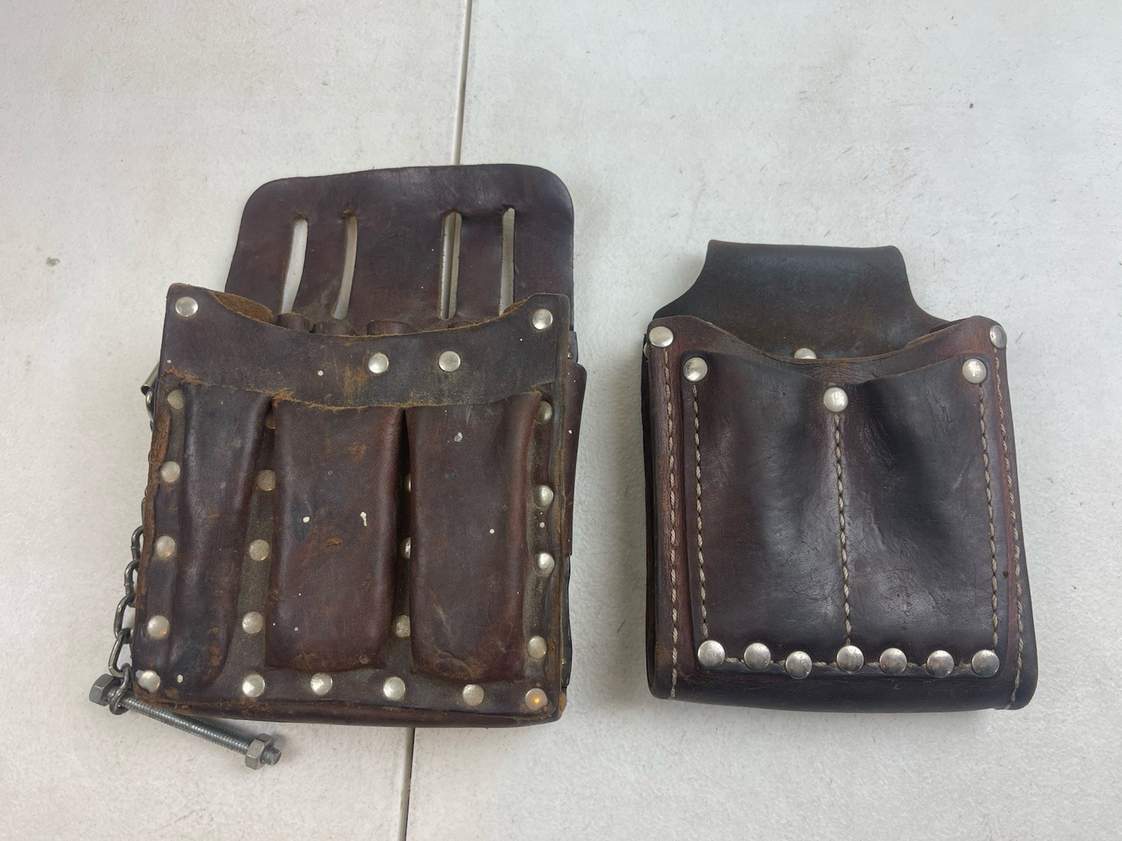 Klein Leather Tool Pouch # 5190 + 5145 Tool Pouches Carry Bags Bundle Lot Of 2