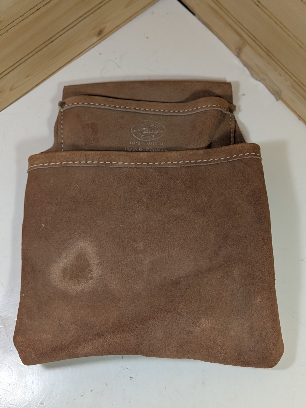 Nicholas Heavy Split Cowhide Double Pocket Tool Belt Pouch Accessary 483C-SP