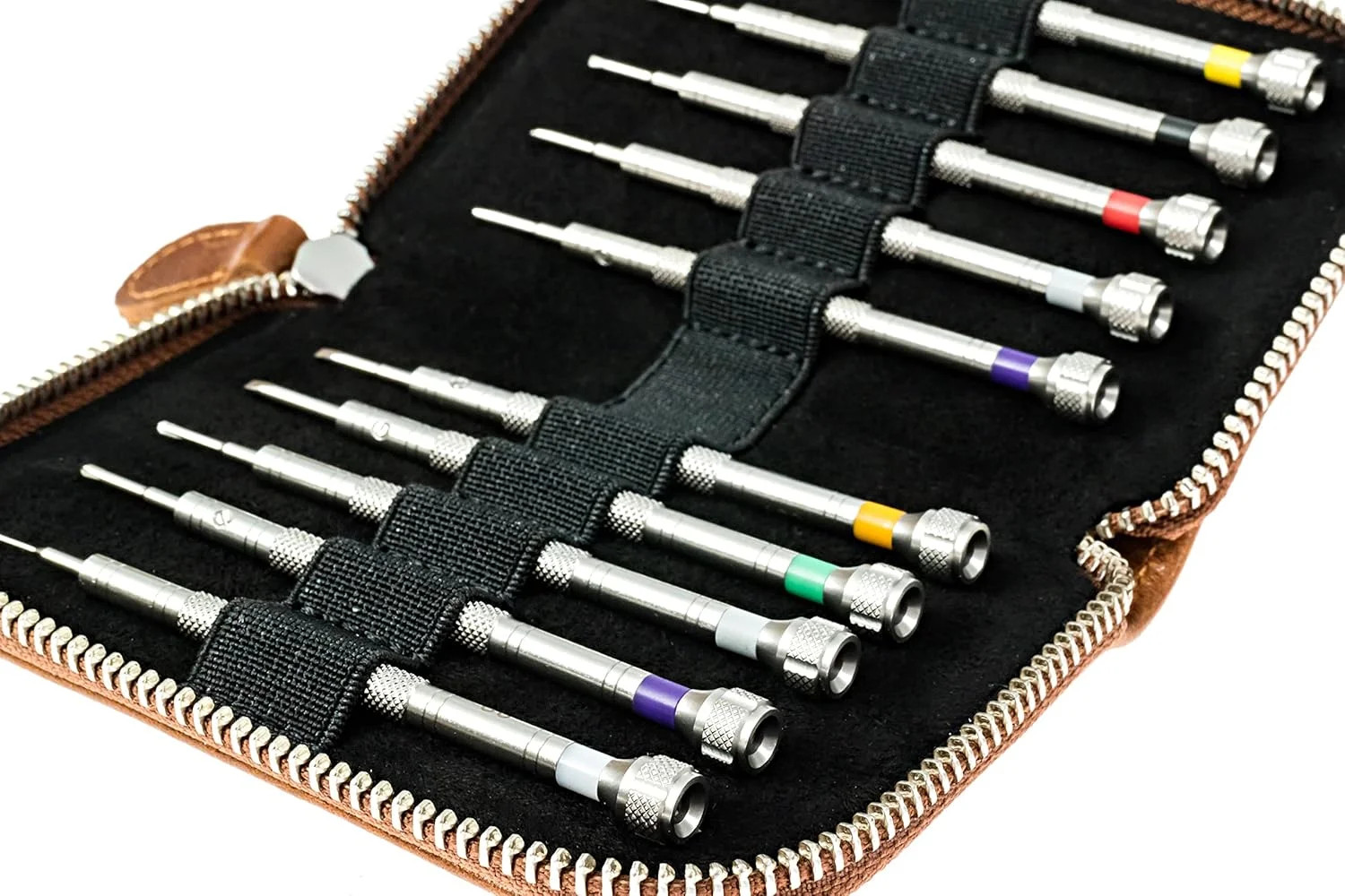 Leather Zipper Screwdriver Case (No Tools) by W&S for Travel and Storage of Scre