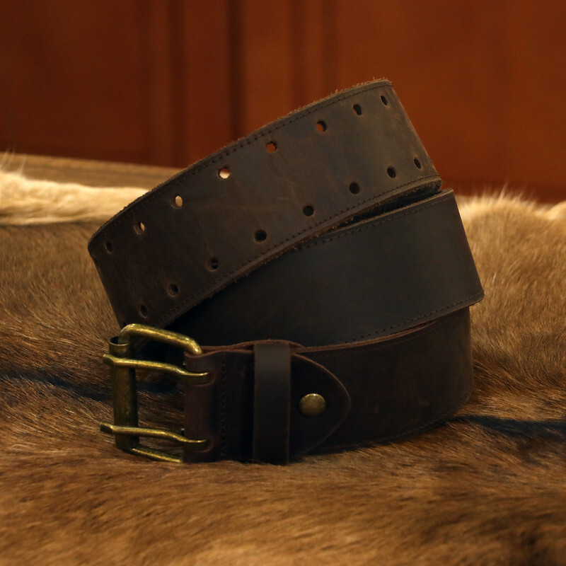 TOURBON Leather Tool Carry Workshop Waist Belt 2″ Double Roller Buckle Rig Belt