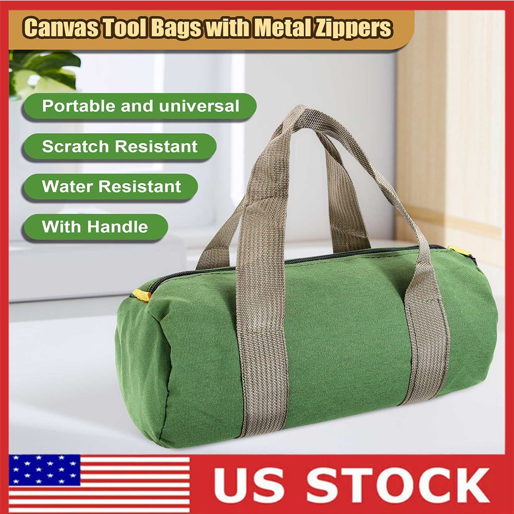 12in Heavy Duty Canvas Tool Bag with Zipper Muti-Purpose Portable Waterproof US