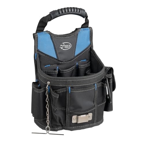 Durable Black Utility Tool Pouch with 12 Pockets and Heavy Duty Waist Belt