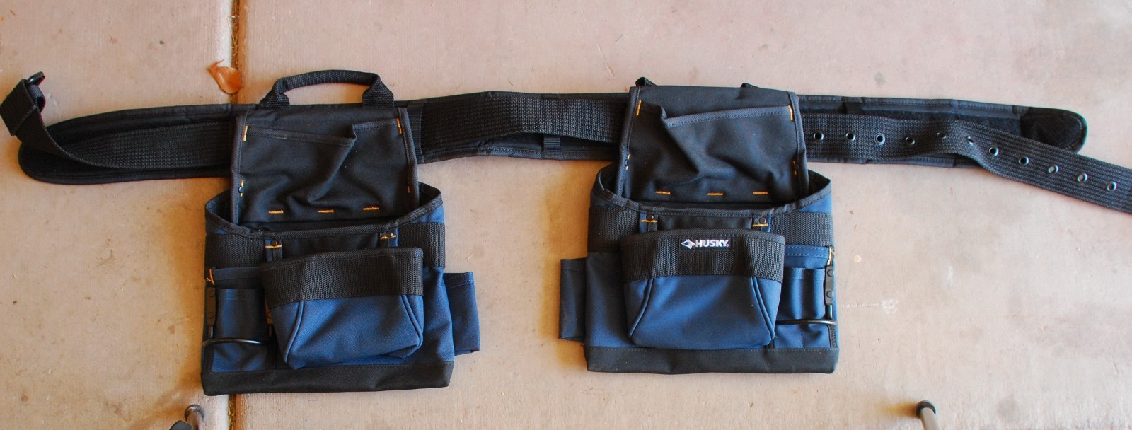Husky Tool Belt & Pouch Set Blue & Black Carpenter Electrician Tech