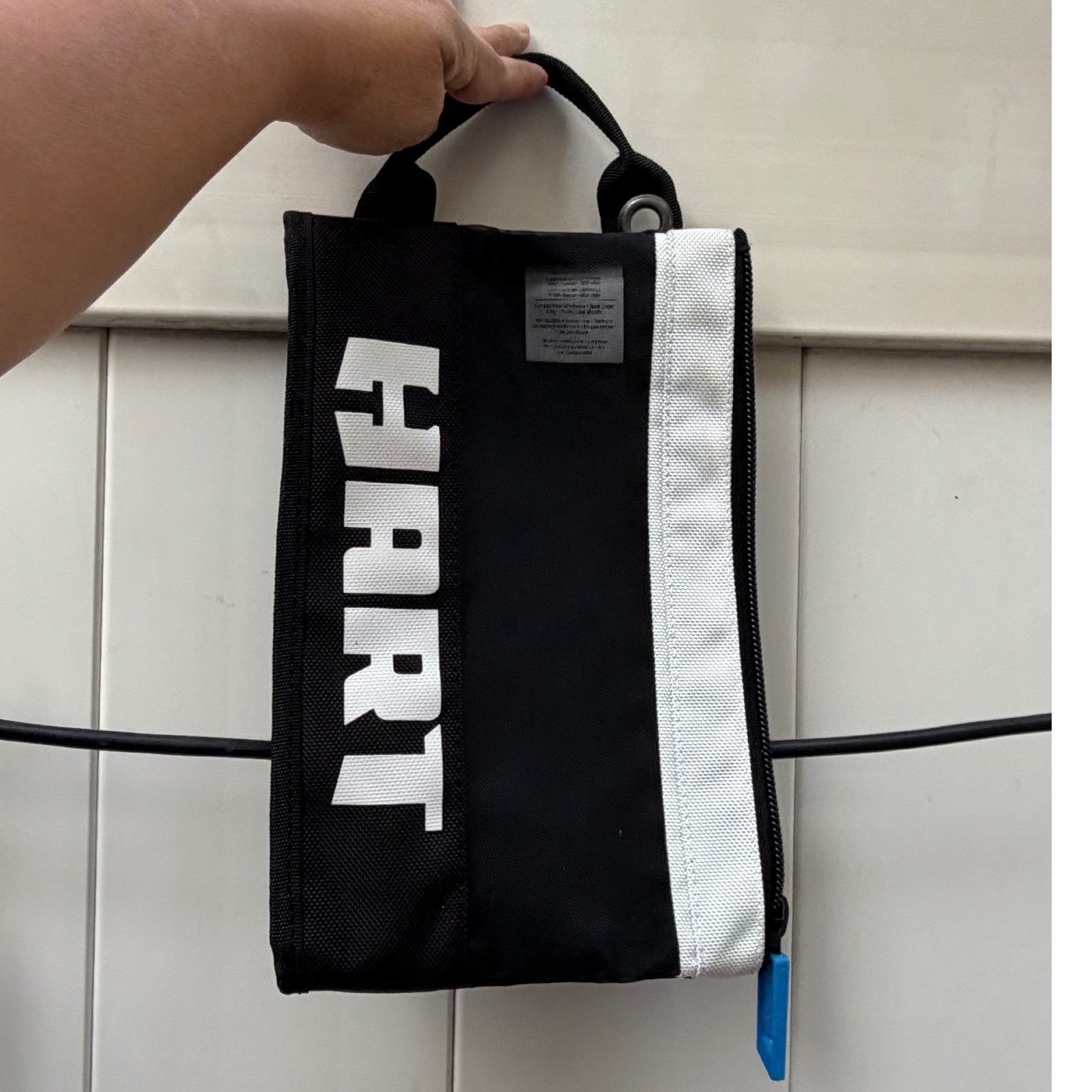 HART Tools Small Zippered Storage Pouch Utility Bag Black White Canvas Handle