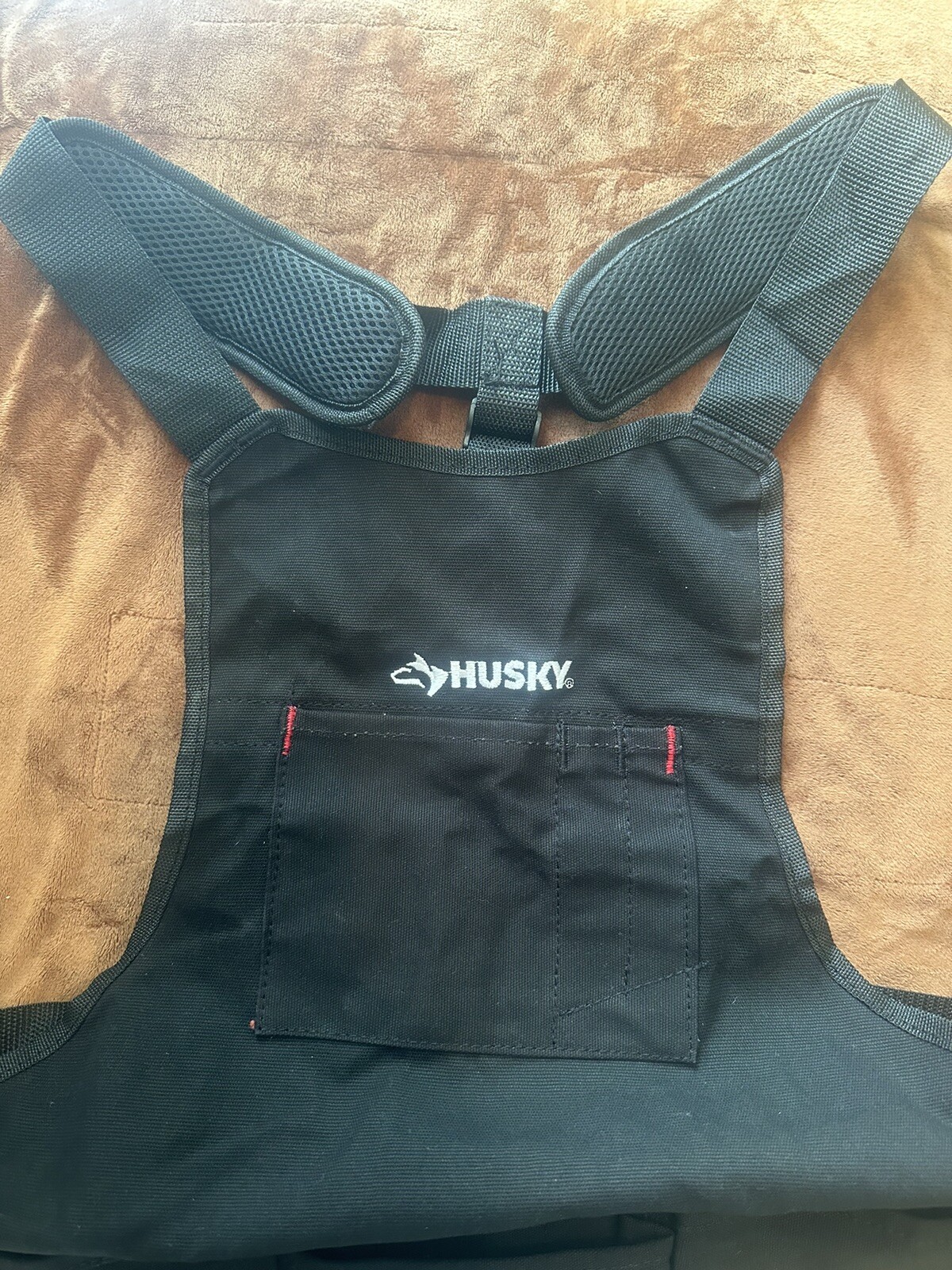 Husky Tools 23 Inch 16 Pocket Black Canvas Bib Tool Apron Workshop Equipment