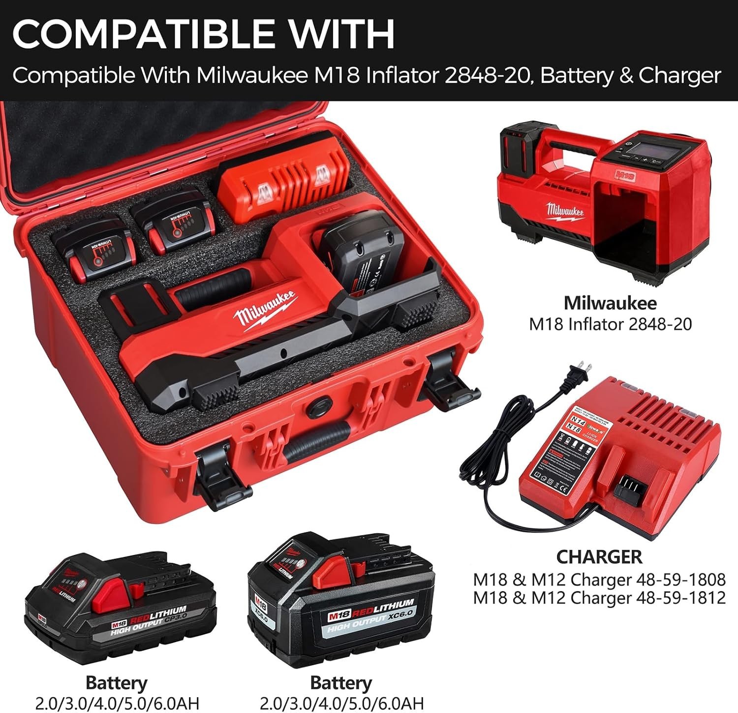 Air Compressor Hard Storage Case for Milwaukee M18 Inflator 2848 20 Waterproof