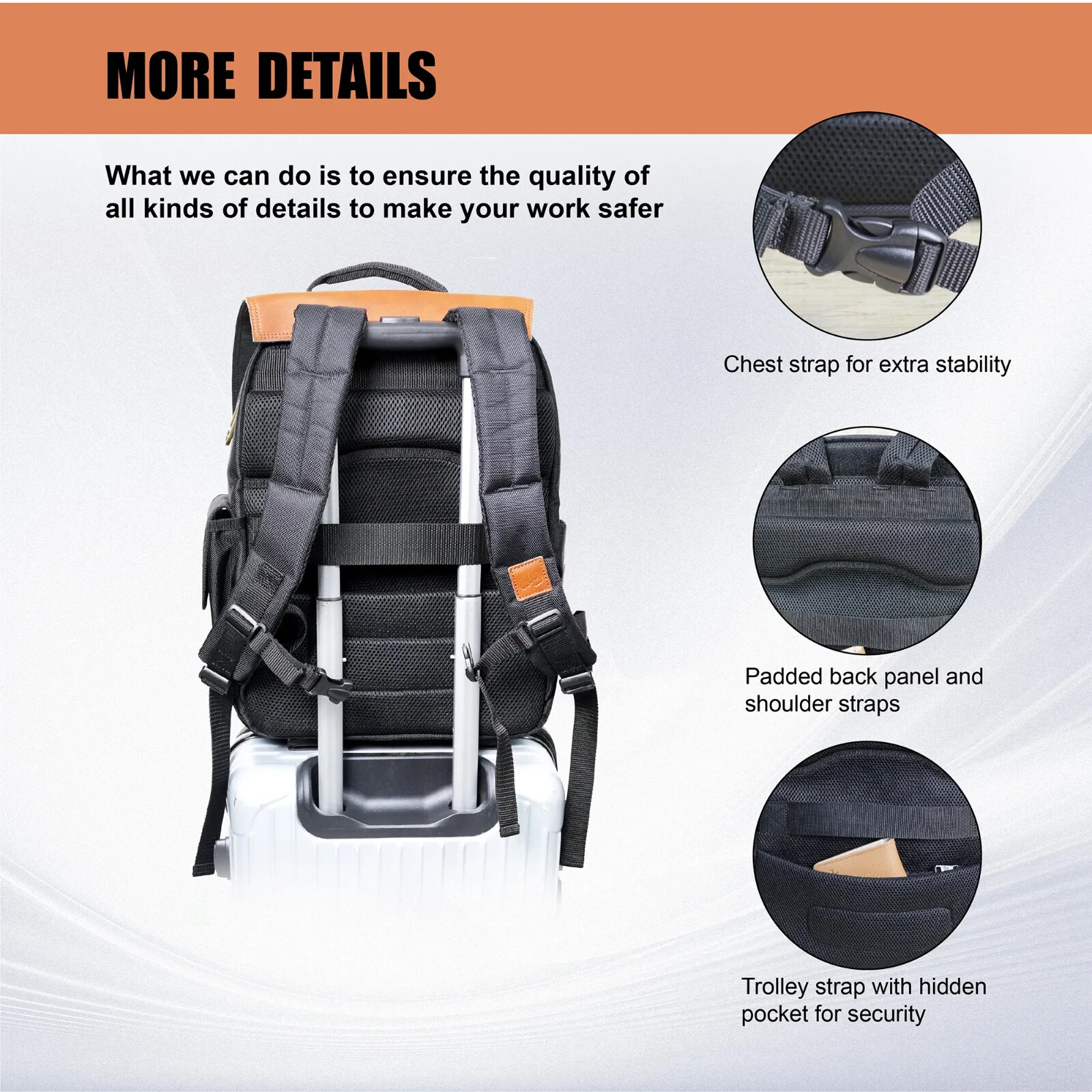 Toolux Mechanical Backpack with removable leather flap