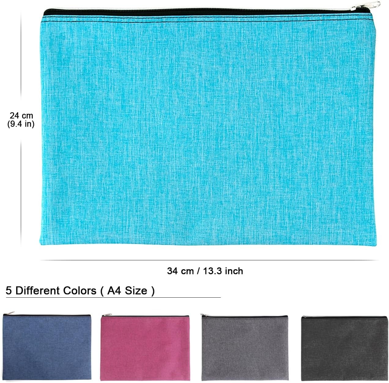 5 Pack Canvas Zipper Tool Bag Set, 13.3 x 9.4 14.4oz Heavy Duty Waterproof Multi