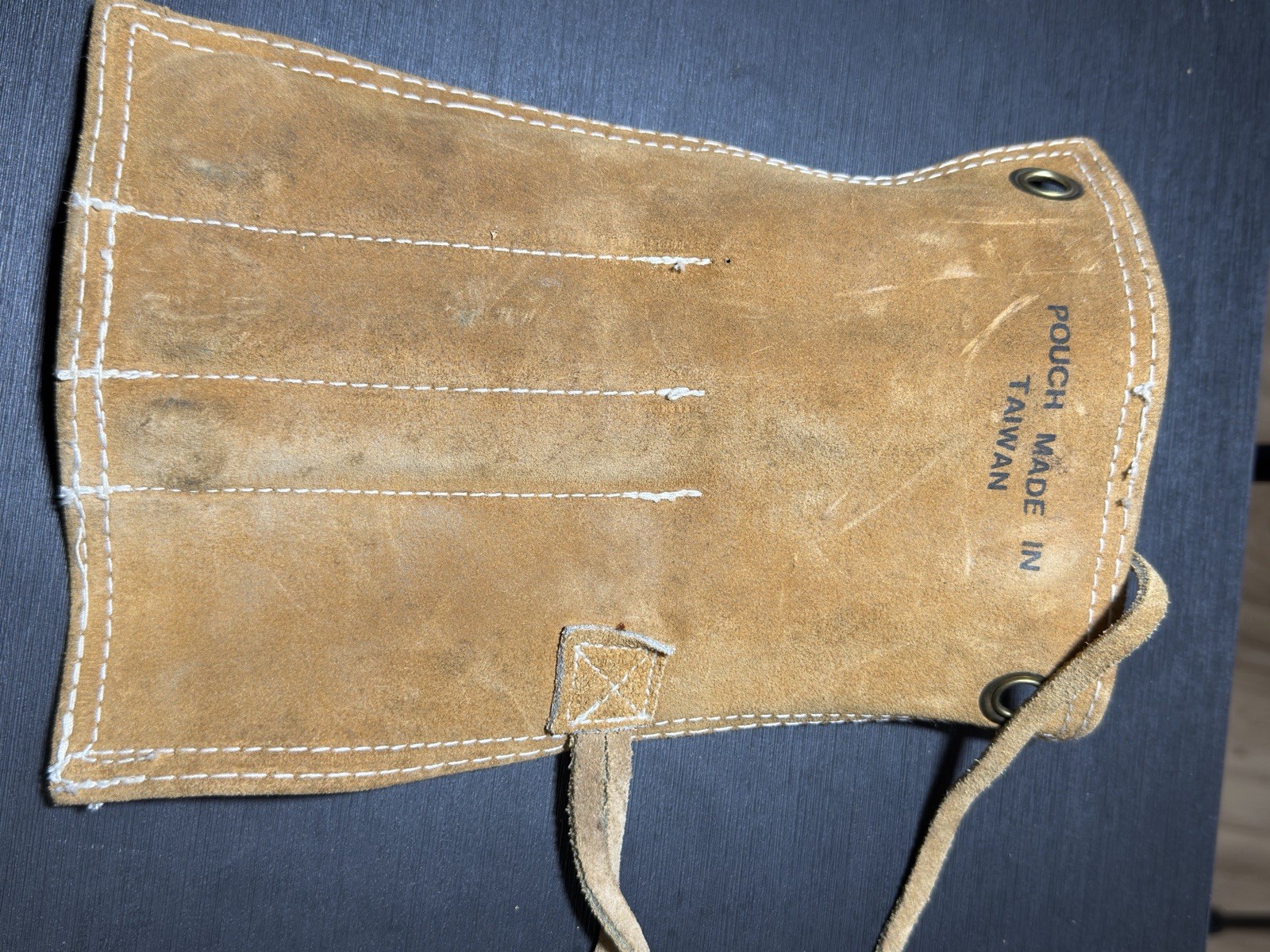 Vintage White Shops Split Cowhide Leather Tool Roll Pouch Lot of 3Taiwan