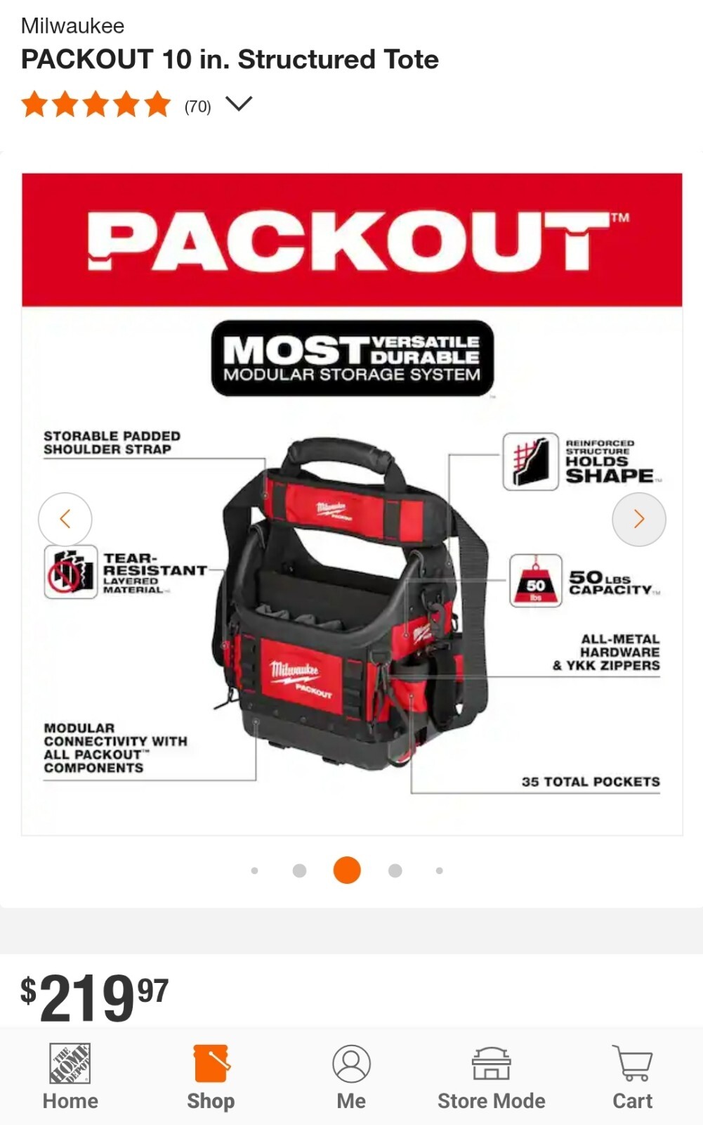 ⭐️NEW⭐️ Milwaukee PACKOUT 10 in. Structured Tote (48-22-8311)