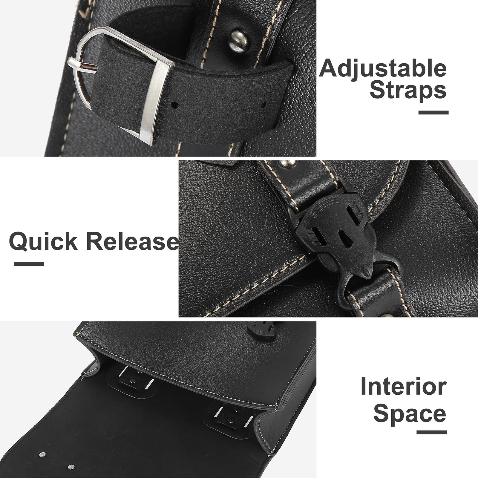 Motorcycle Tool Handlebar Bag Cycling Luggage Waterproof Faux Leather Black