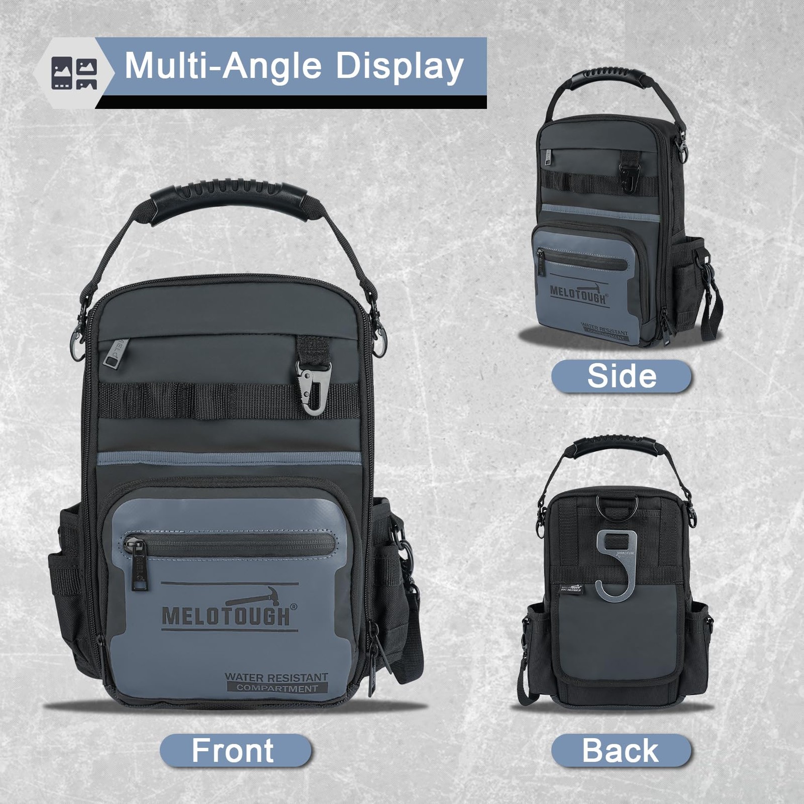 Melotough Small Tool Backpack For Men 30 Multi-Storage Pockets Heavy Duty Tool