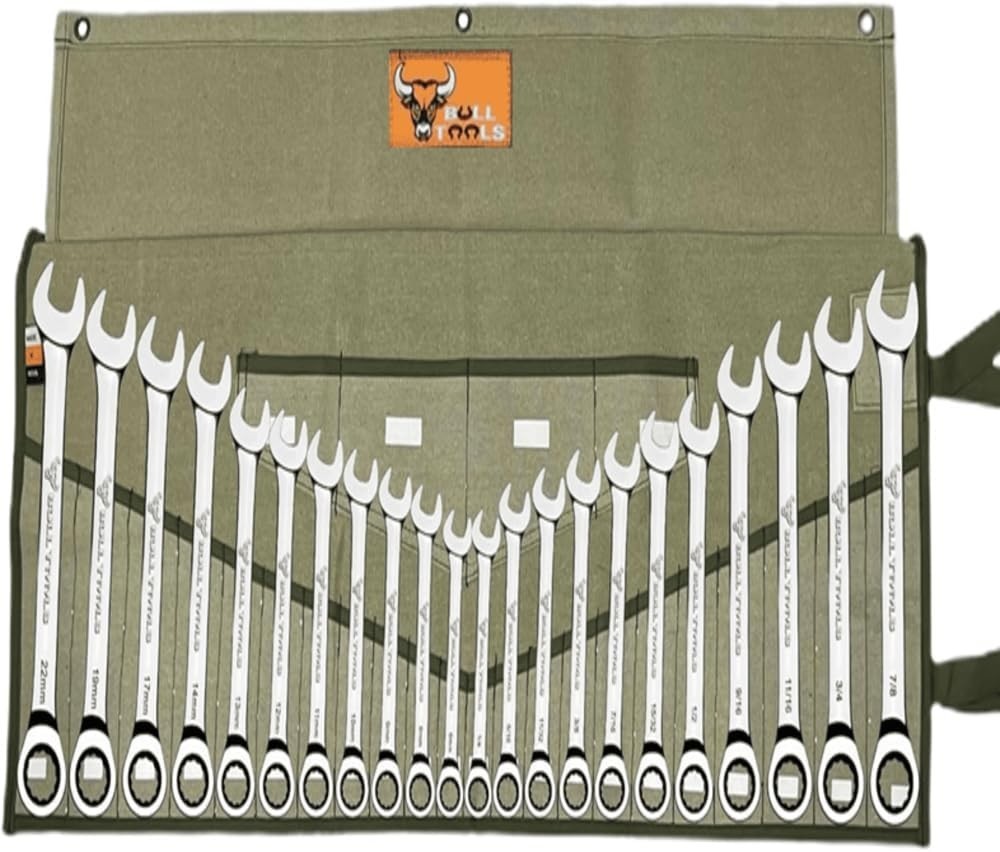 Tool Roll Organizer with 26 Pockets for Wrenches, Metric & SAE Durable Cotton…