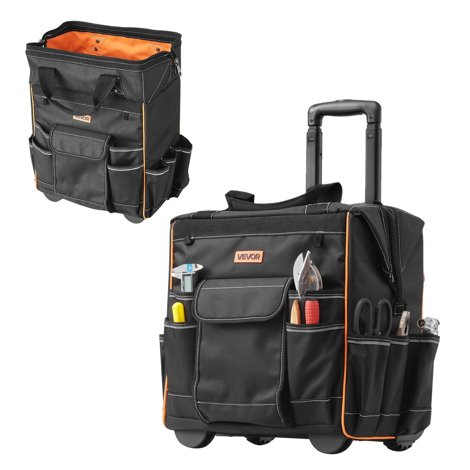 Rolling Tool Bag VEVOR 15″ 110LBS 25 Pockets Wheels