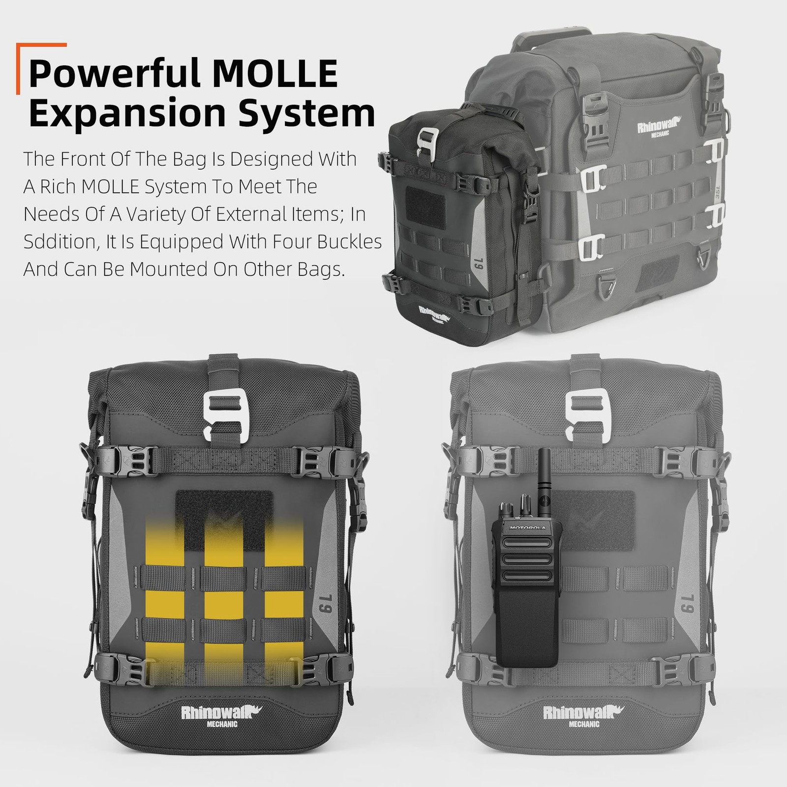Waterproof Motorcycle Saddle Bag 6L with MOLLE System for Bikes