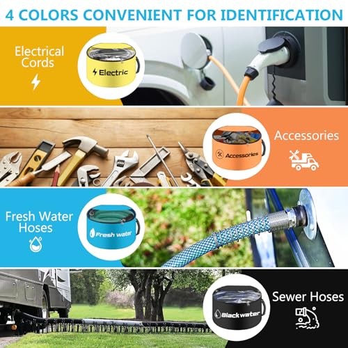 RV Hose Storage Bags 4 Pack – Two-Way Zipper Closures and Visible Cover