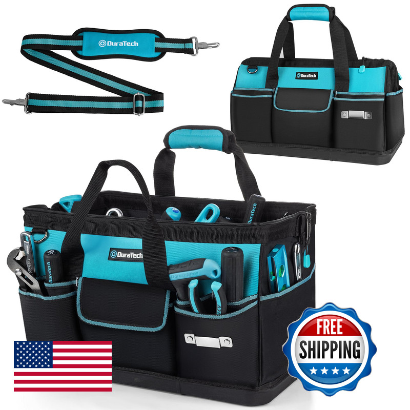 Duratech 18-Inch Large Tool Bag Waterproof Hard Bottom Tool Bags For Men Heavy