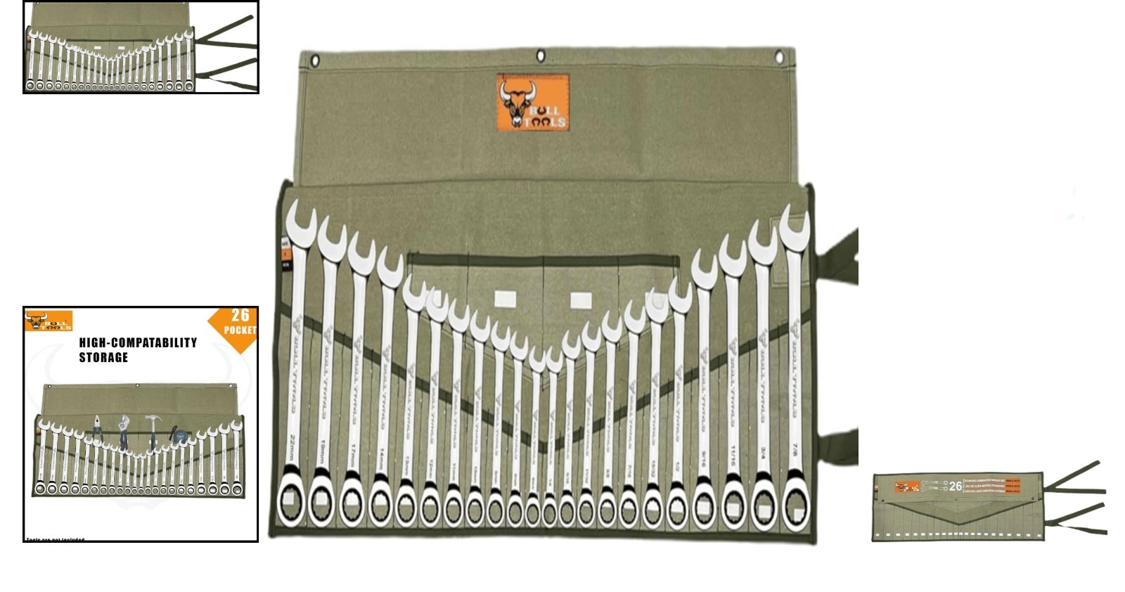 Portable 26 Pocket Wrench Carrying Case – Durable Cotton Organizer for Tools
