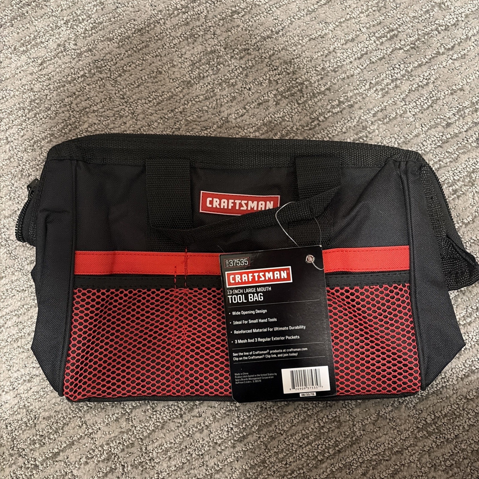 Craftsman 13″ Large Mouth Pockets Durable Tool Bag New W Tags # 37535