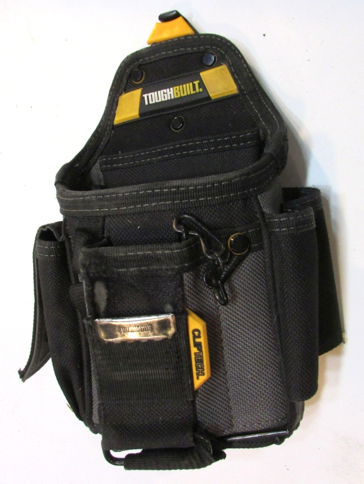 Unused Toughbuilt ClipTech Black Canvas Small Electrician Pouch Tool Belt Caddy
