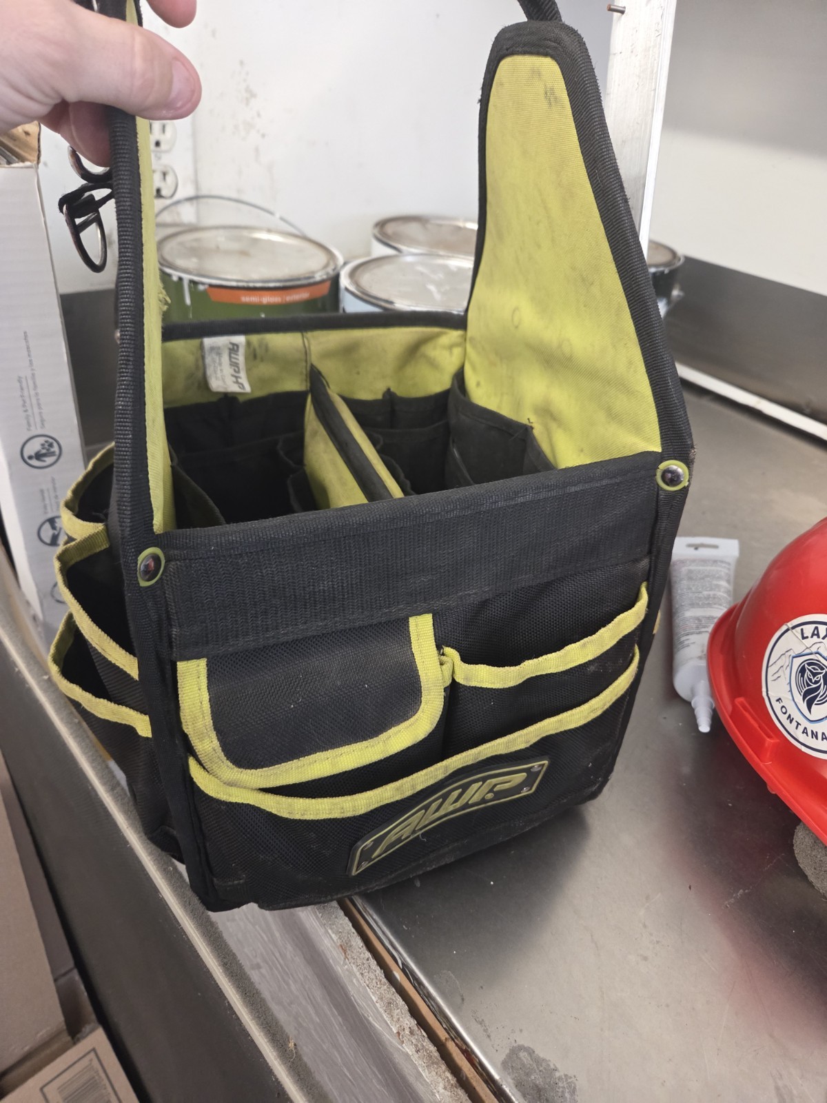 AWP HP 12″ Pro Tool Tote Bag – Open Top Organizer with Rotating Handle