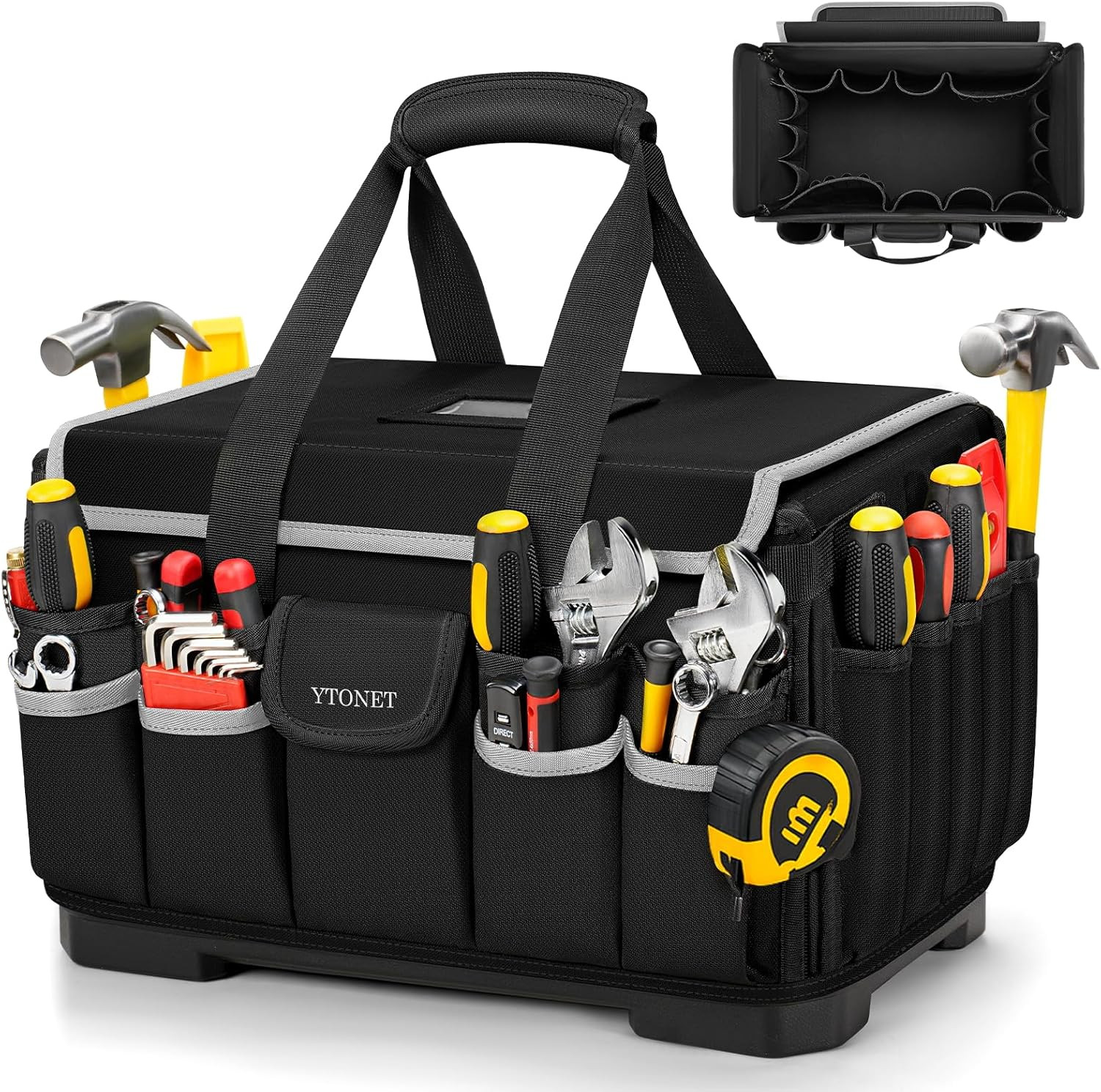 Heavy Duty Tool Bag 18-Inch, Extra Large 46 Pockets Electrician Tool Bag for Men
