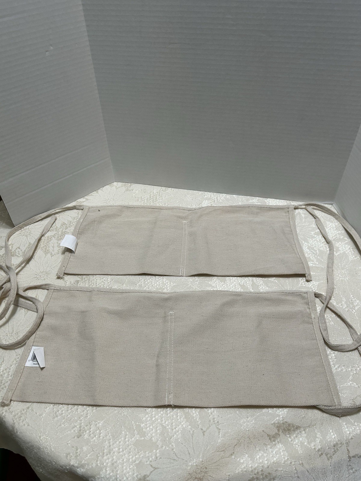 Lot of 2 Lowe’s Cloth Waist Apron Nail/Tool Bag 2 Pouch Cotton Beige Canvas