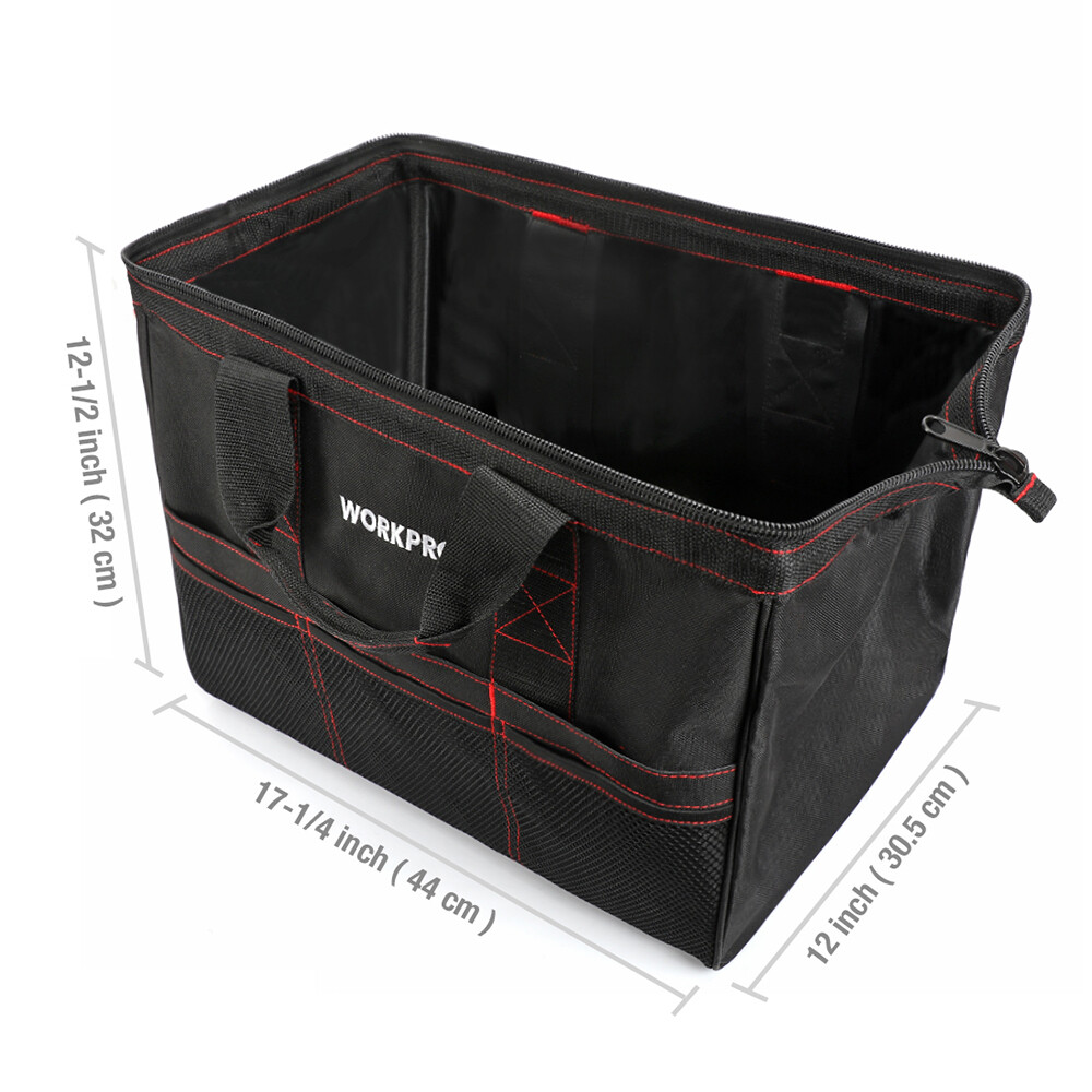 13″ 18″ Wide Mouth Tool Bag Wear-Resistant Base Pocket Tool Tote Pouch Organizer