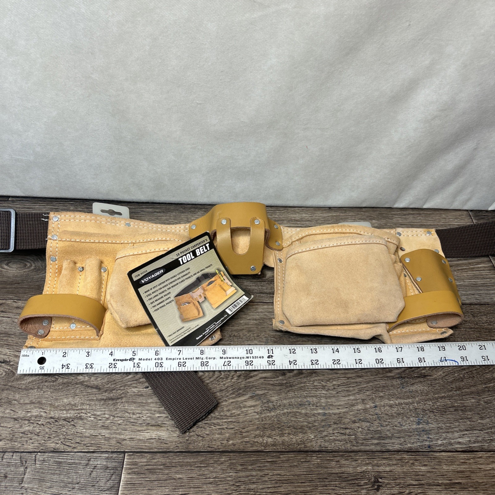 Voyager 10 Pocket Carpenter’s Tool Belt Split Leather 41313 Hammer Holder New