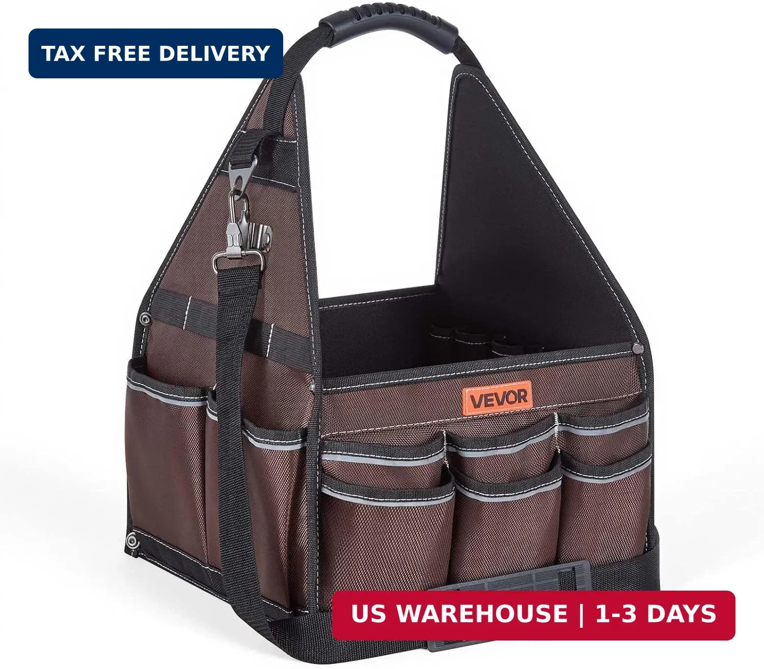 VEVOR Tool Bag, 13 Inch, 45-Pocket Open Top Tool Tote, Electrical Maintenance To