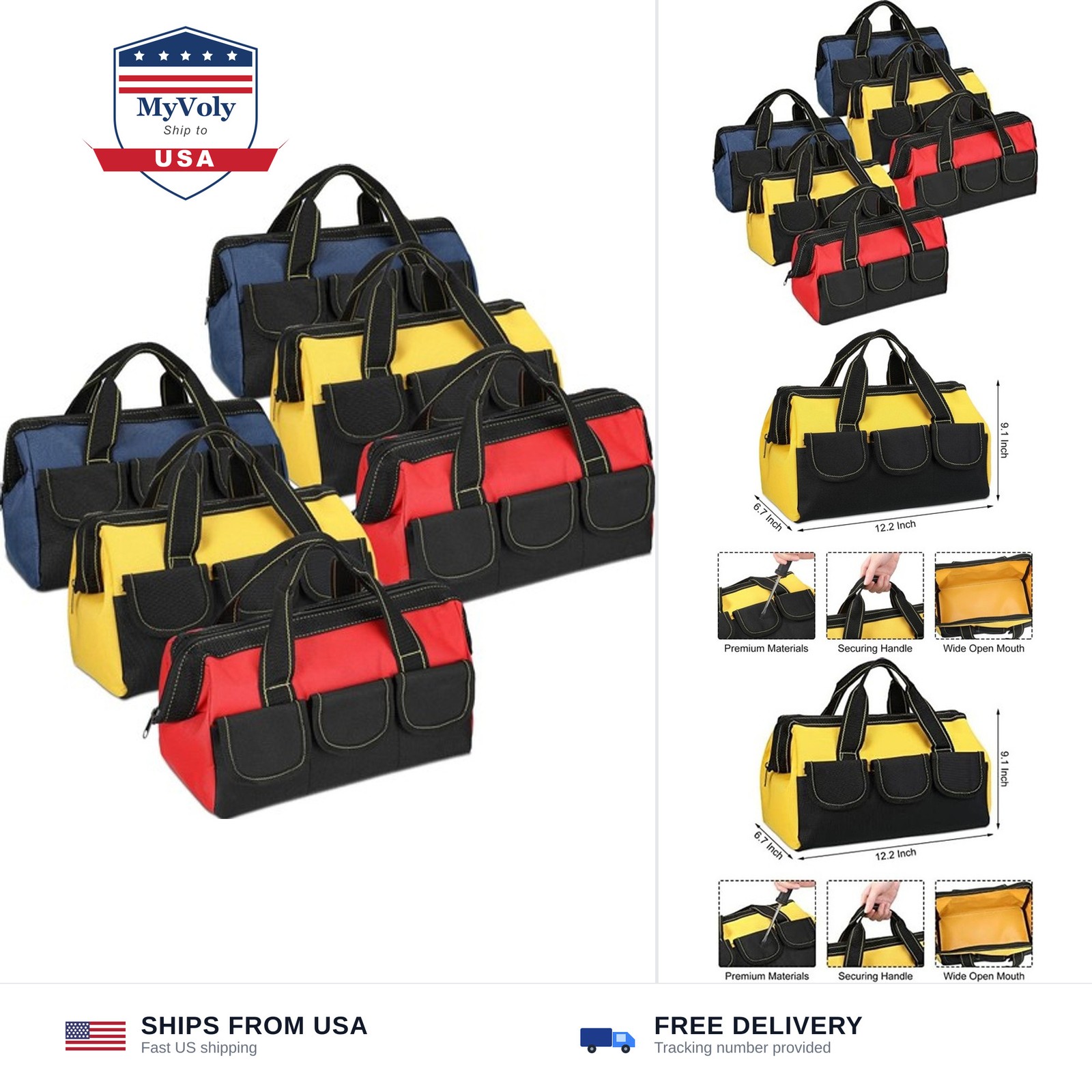 Silkfly 6 Pcs Tool Bag for Men Women Heavy Duty Tool Tote with Waterproof Har…