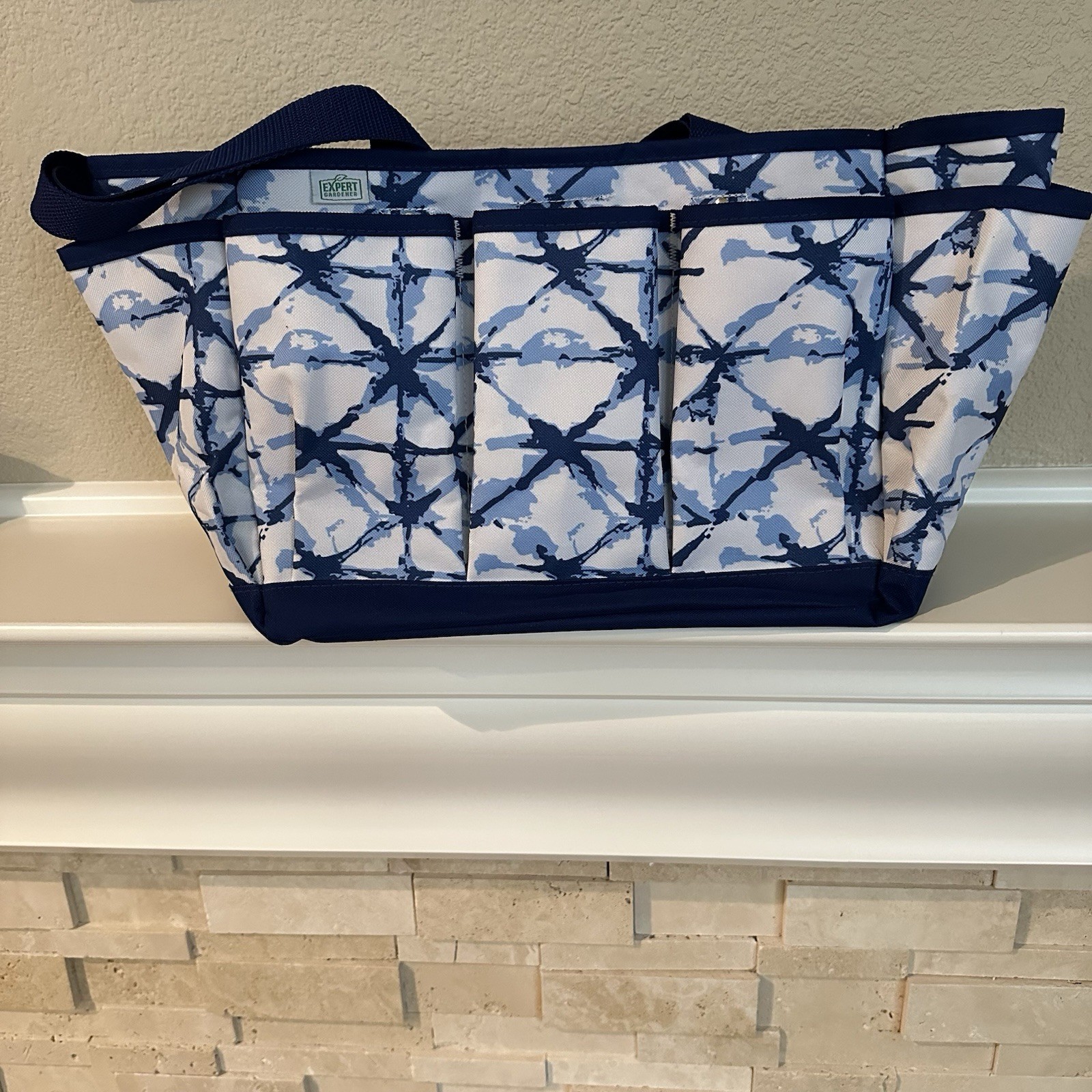 Gardener’s Tool/Supply Canvas/polyester Tote Bag In Blue & White, 18×9.5×6 New
