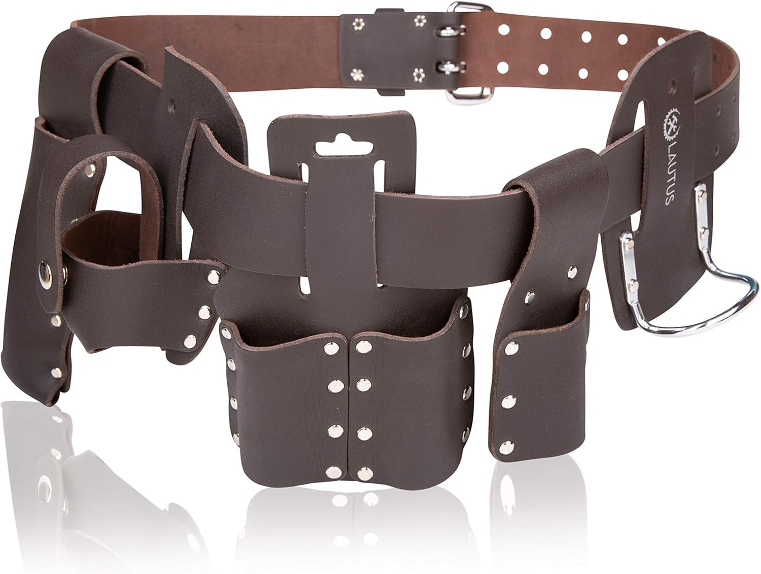 Craftsman-Quality Leather Scaffold Belt | 5 Tool Holders | Waist Sizes 32-46