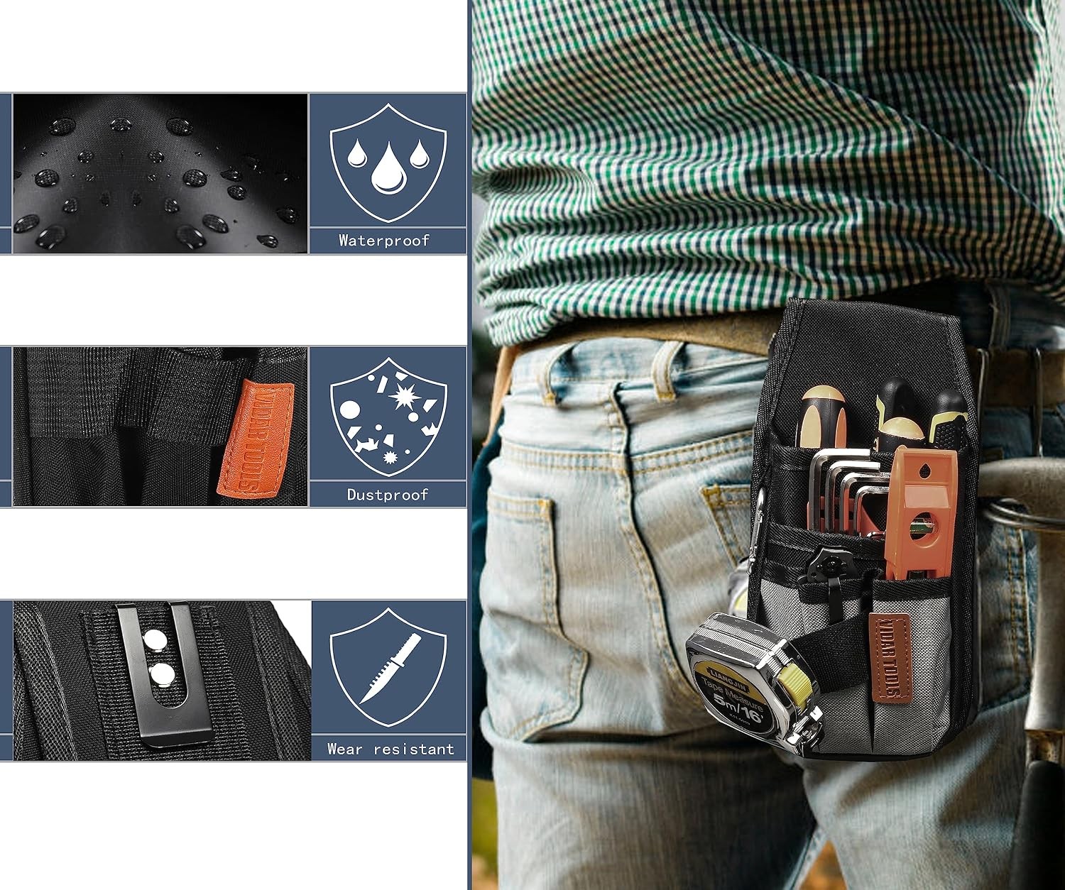 VIDAR TOOLS Small Tool Pouch with Belt Clip,Tool Belt Pouches,Electrician Tool P