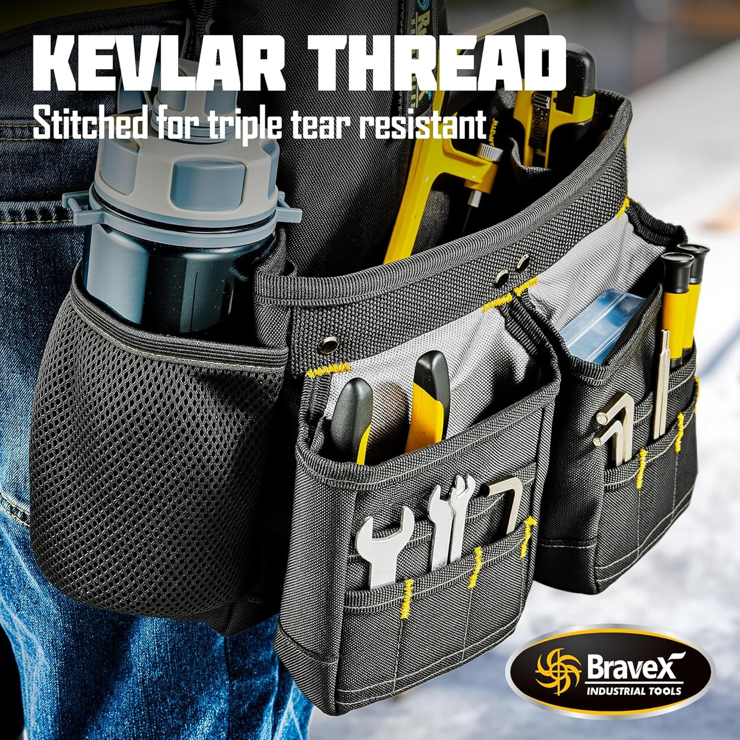 Bravex Tool Belt Suspenders, Tool Vest Pro Ultra 20 Bags H-Style Toolbelt 5 Comb