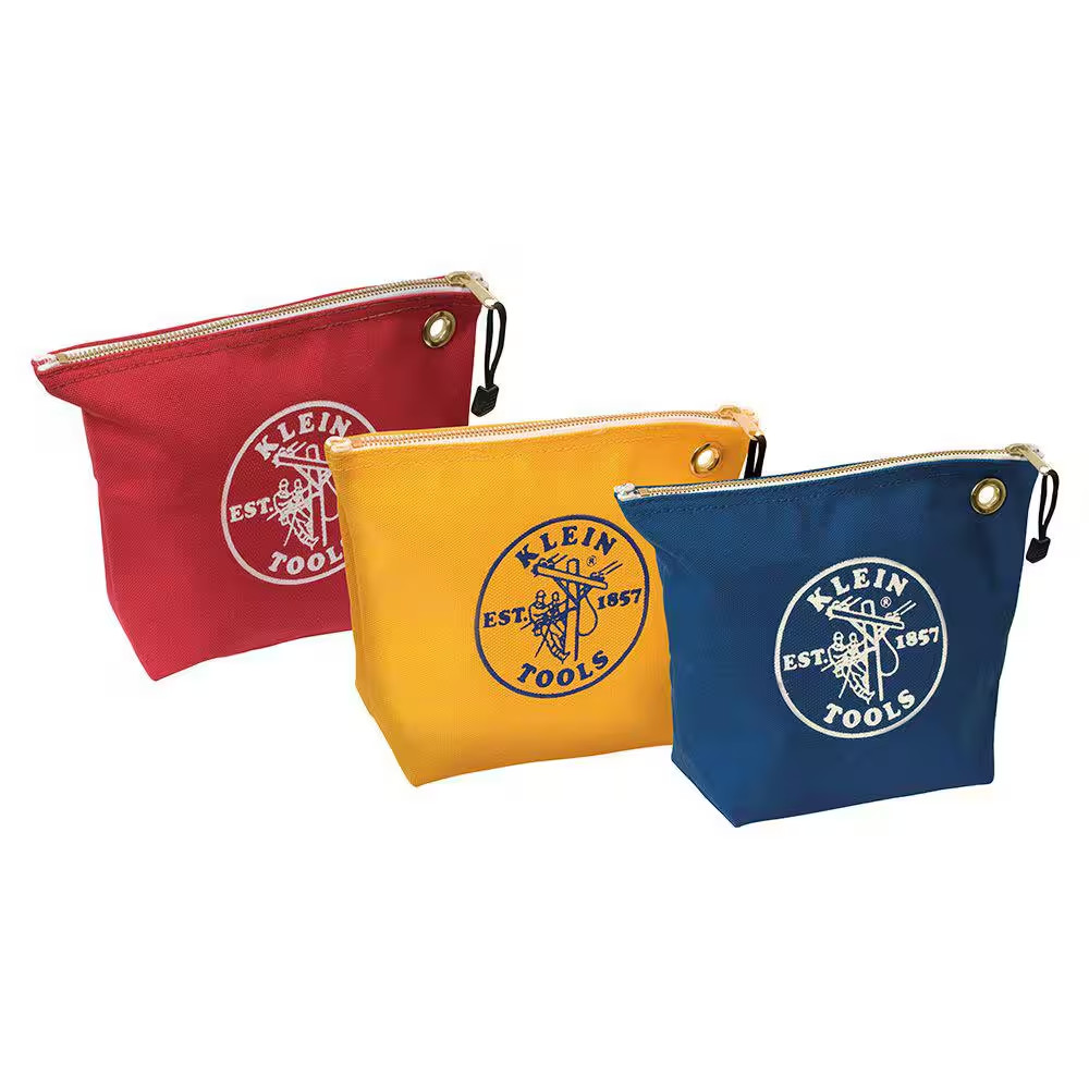 Klein Tools 3.5 in. Assorted Canvas Zipper Tool Bag (3-Pack) 5539CPAK Free Ship