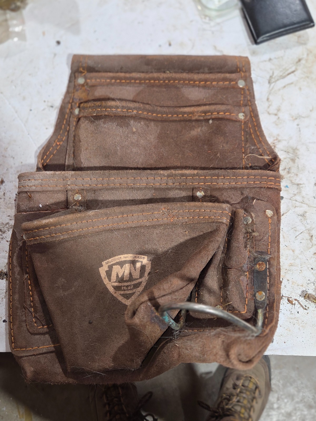 McQuire Nicholas Tool Nail Belt Contractor Framing Suede Leather 4 pocket