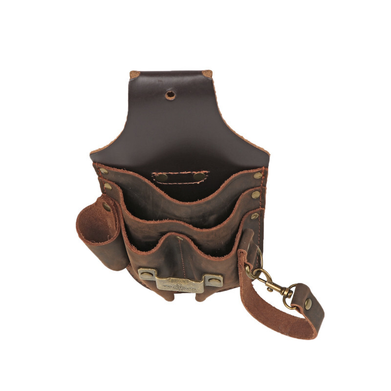 TOURBON Workshop Small Maintenance Tools Carrier Belt Pouch Buffalo Hide Leather