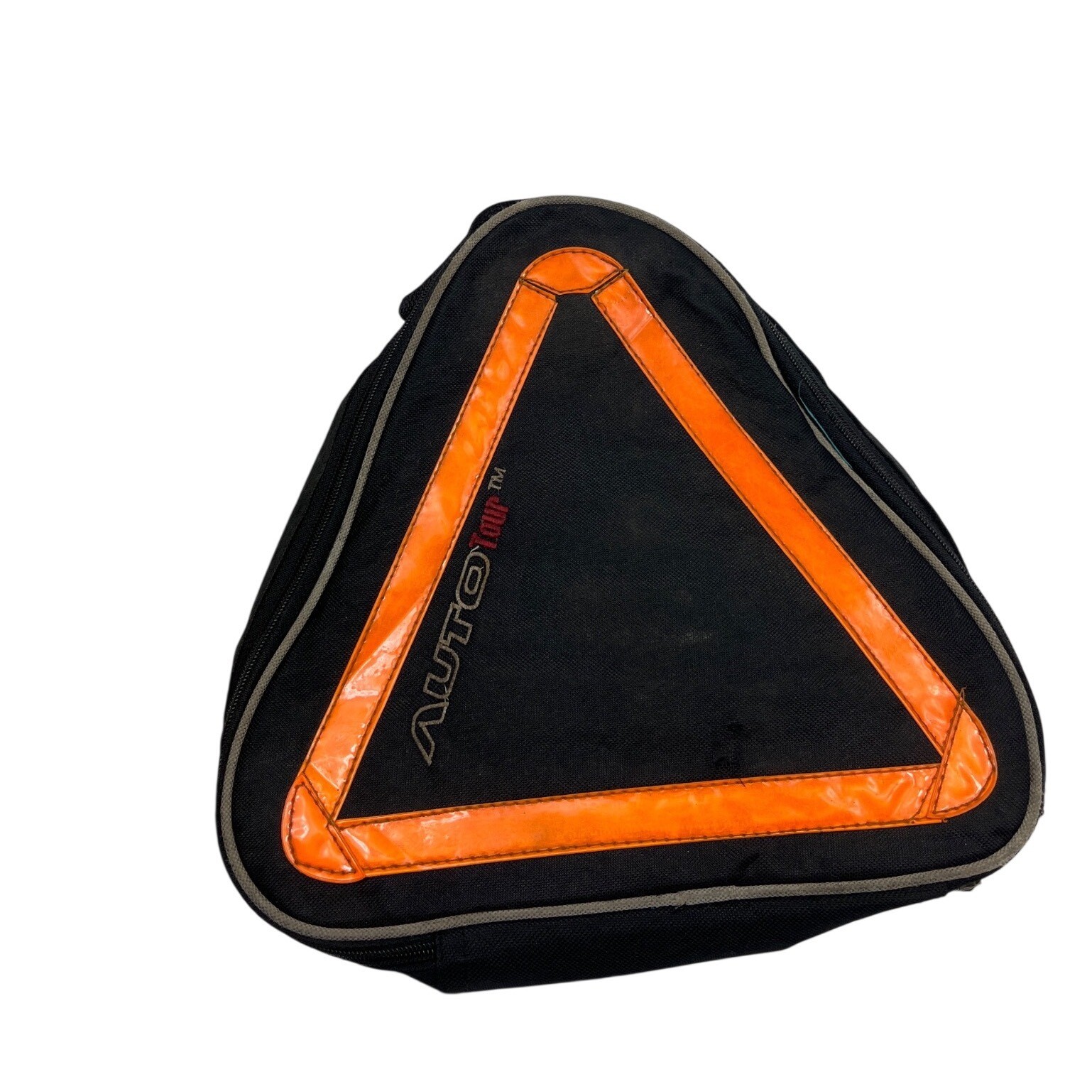 Black Auto Top Triangle Tool Bag W/ Orange Reflective Trim/Multiple Compartments