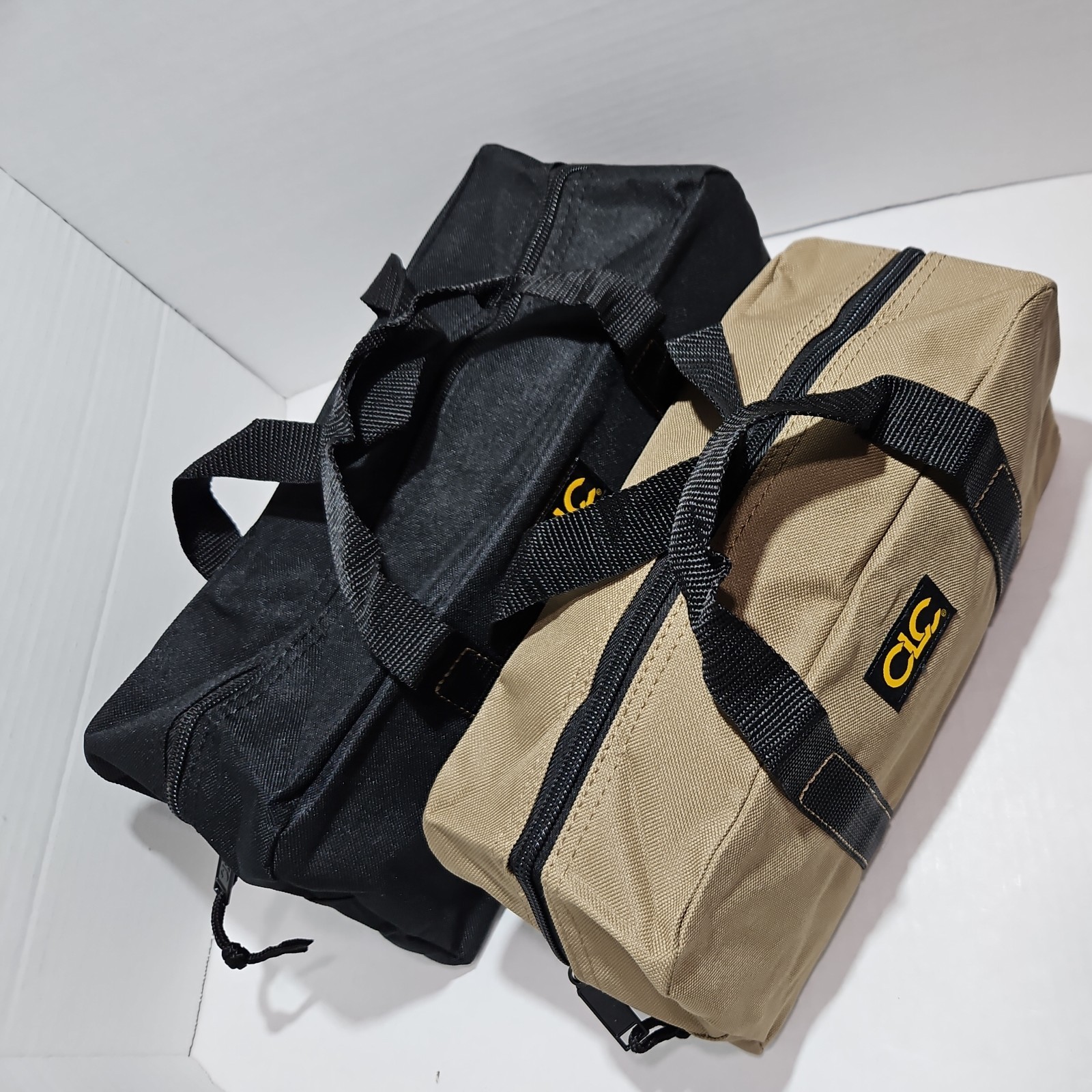 2 multi-purpose bags CLC Work Gear Tool Works Black and Tan Zipper Closure
