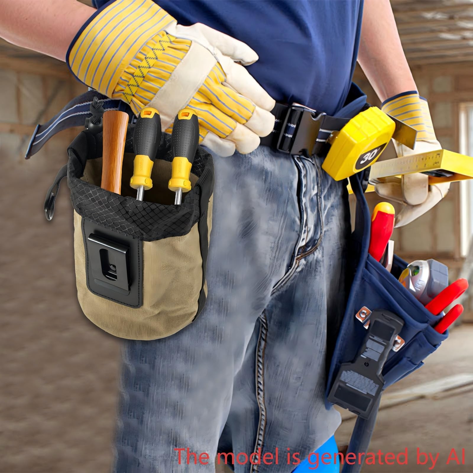 Nail/Screw Work Pouch,Metal Clip-On Tool Pouch for Tools Screws and Nails,Ideal