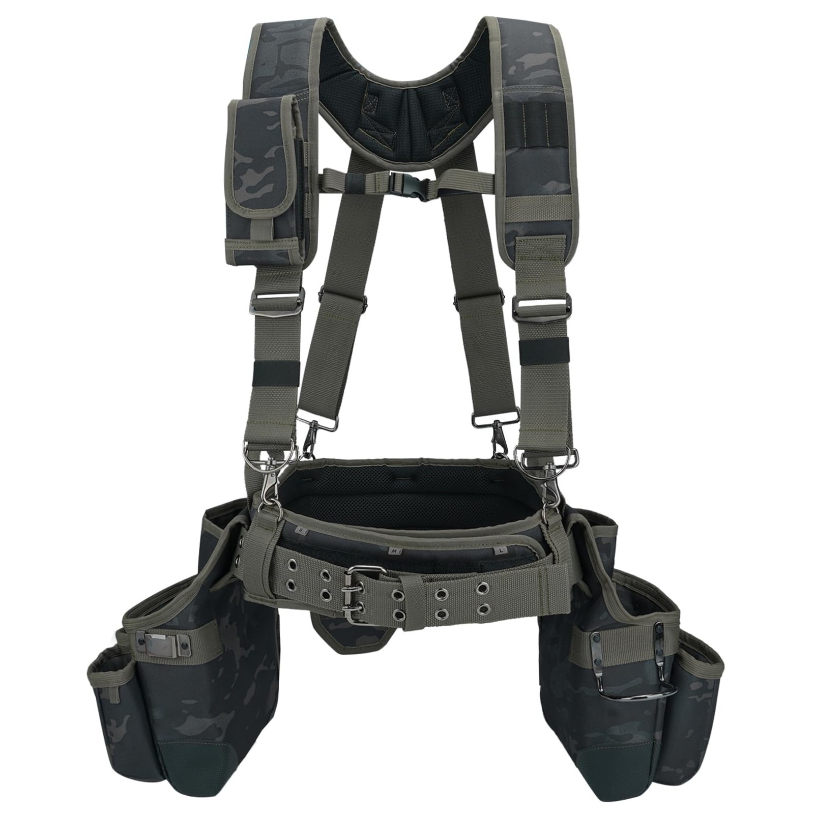 Camo Tool Belt with Suspenders Camouflage Tool Pouch Organizer Supenders Fram…