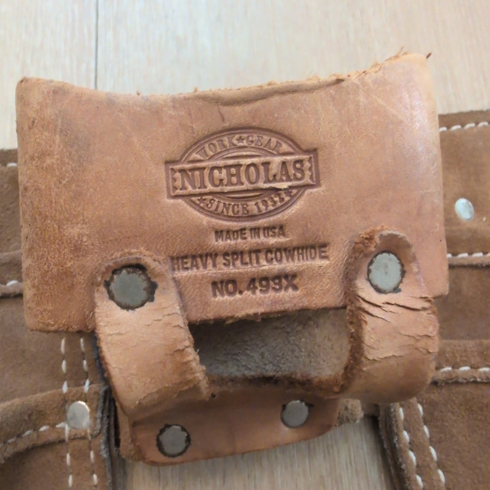 Nicholas Work Gear Heavy Split Cowhide Leather Tool Belt Brown Made in USA 499X